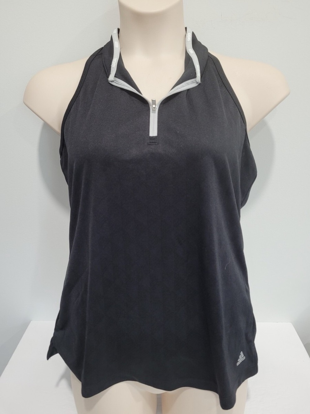 adidas golf Black Sleeveless Zip Halter Athletic Tank